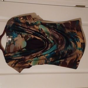 DRESS BARN Women's Short Sleeve Cowl Neck Halter Insert Blouse Size XL